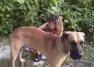 Awesome trained dog and pretty hot doll