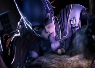Batwoman enjoying dog's hot cock